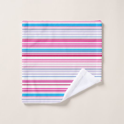 Belles rayures rose bleue (Gant de toilette)