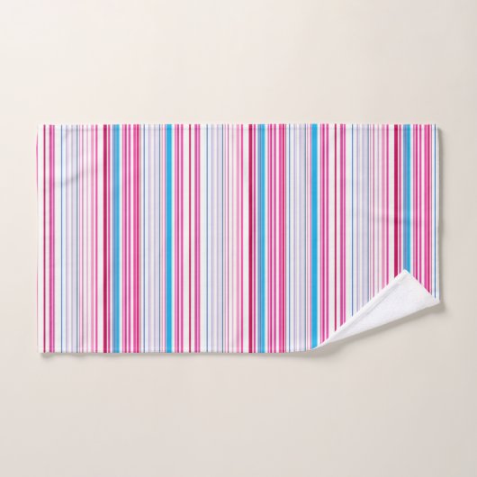 Belles rayures rose bleue (Serviette à main)
