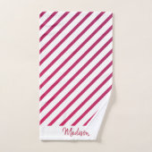 Belles rayures roses et rouges (Serviette à main)