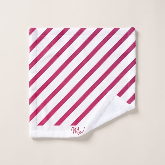 Belles rayures roses et rouges (Gant de toilette)