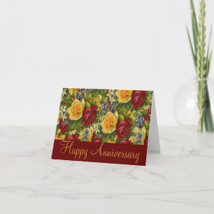 Belles roses Joyeux anniversaire Carte de vœux