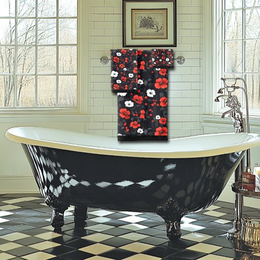 Belles roses rouges et blanches sur fond noir