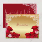 Belles Roses Rouges, Quinceanera, Invitation (Devant / Derrière)