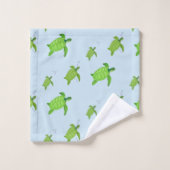 Belles tortues marines vertes sur fond bleu clair (Gant de toilette)