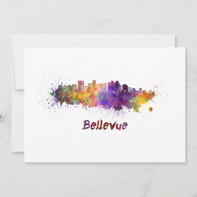 Bellevue skyline in watercolor (Voorkant)