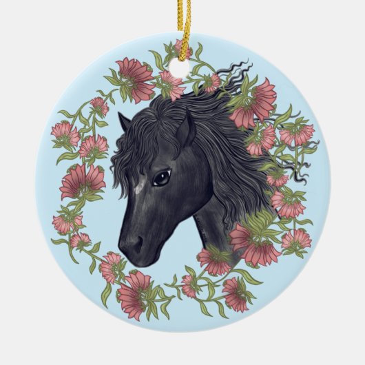 Bellflower Black Horse Ornament (Voorkant)