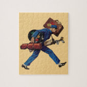 Bellhop in Uniform, Suitcase en Golf Club Legpuzzel (Verticaal)