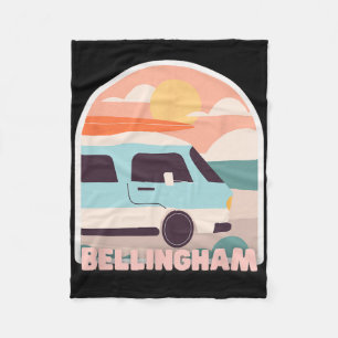 Bellingham Beach Retro Pastel Kleuren Zon En Surfi Fleece Deken