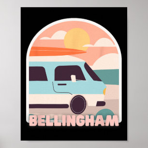 Bellingham Beach Retro Pastel Kleuren Zon En Surfi Poster