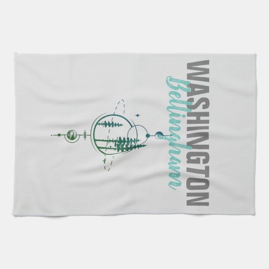 Bellingham Washington Geometrische bomen Theedoek (Horizontaal)