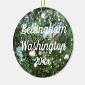 Bellingham Washington Snowy Pine Achtergrond Keramisch Ornament (Links)