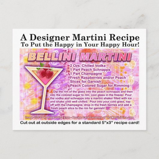 Bellini Martini Recept Briefkaart (Voorkant)