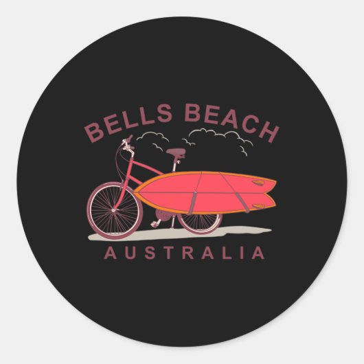 Bells Beach Australia Surfboard Bike Surfer Ronde Sticker (Voorkant)
