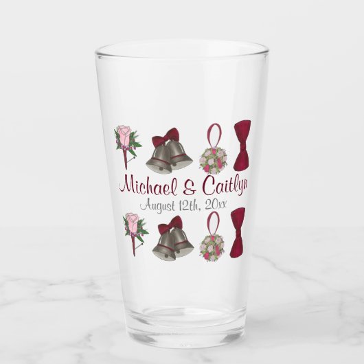 Bells Bow Stropdas Floral Bouquet Jubileum Glas (Voorkant)