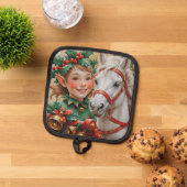Bells Holly en Horse Christmas Elf Pannenlap (Top down)