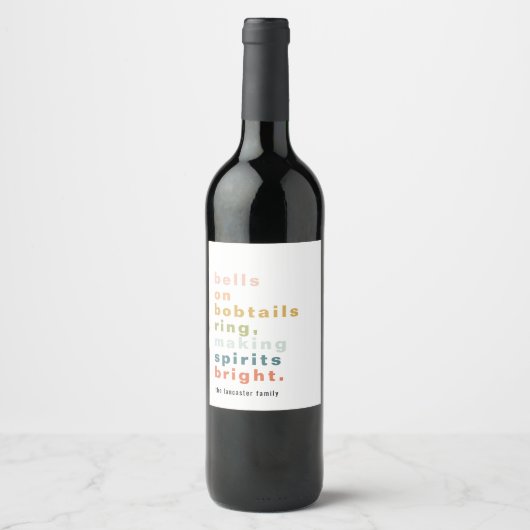 Bells on Bobtails Custom Wine Label Wijn Etiket (Voorkant)