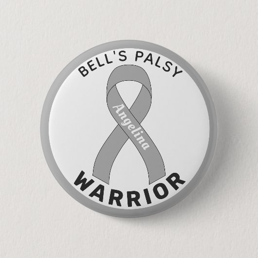 Bell's Palsy Warrior Ribbon Witte Button (Voorkant)
