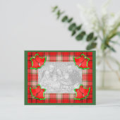Bells Red Plaid Christmas Holiday Photo Carte post (Debout devant)