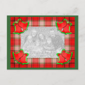 Bells Red Plaid Christmas Holiday Photo Carte post (Devant)