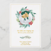 Bells Ringing Out Love and Joy Kerstmis Wreate Folie Feestdagenkaart (Voorkant)