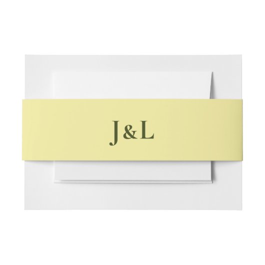 Belly Band Yellow Monogram Weddenschap Uitnodigingen Wikkel (Voorkant Voorbeeld)