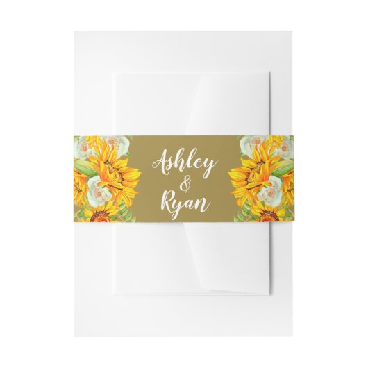Belly Band Yellow Sunflower Wedding Uitnodigingen Wikkel (Voorkant Voorbeeld)