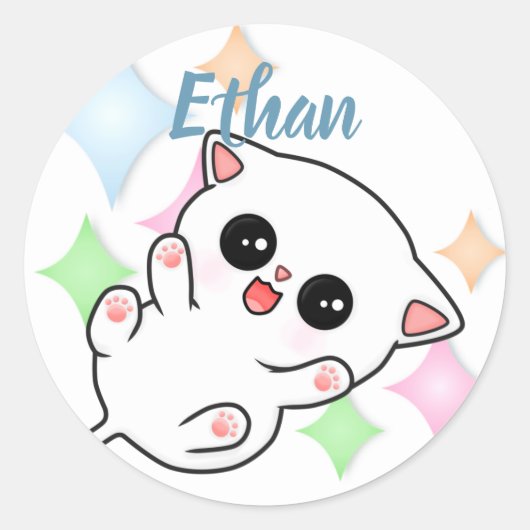 Belly Rub Time Kitten Ronde Sticker (Voorkant)