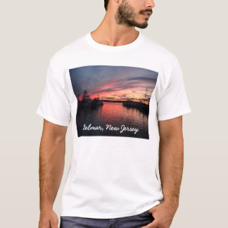 Belmar New Jersey Sunset Marina Boats Shark T-shirt