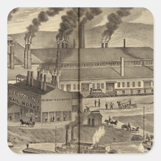 Belmont Nail Works, Wheeling Vierkante Sticker (Voorkant)