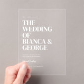 Belmont Verticale Typografie Wedding Acryl Uitnodigingen (Insitu (Draagbaar))