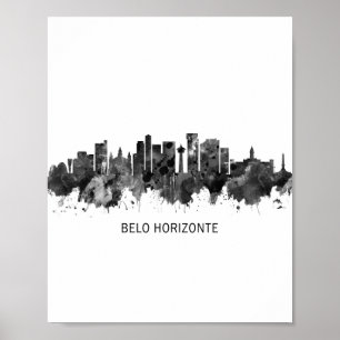 Belo Horizonte Brazilië Skyline BW Poster
