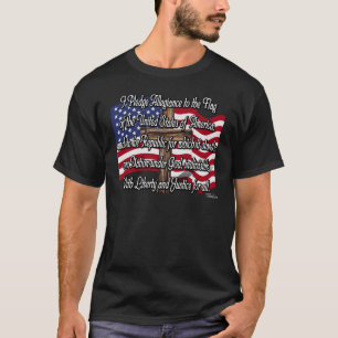 Beloftenis van trouw met de Amerikaanse vlag en kr T-shirt