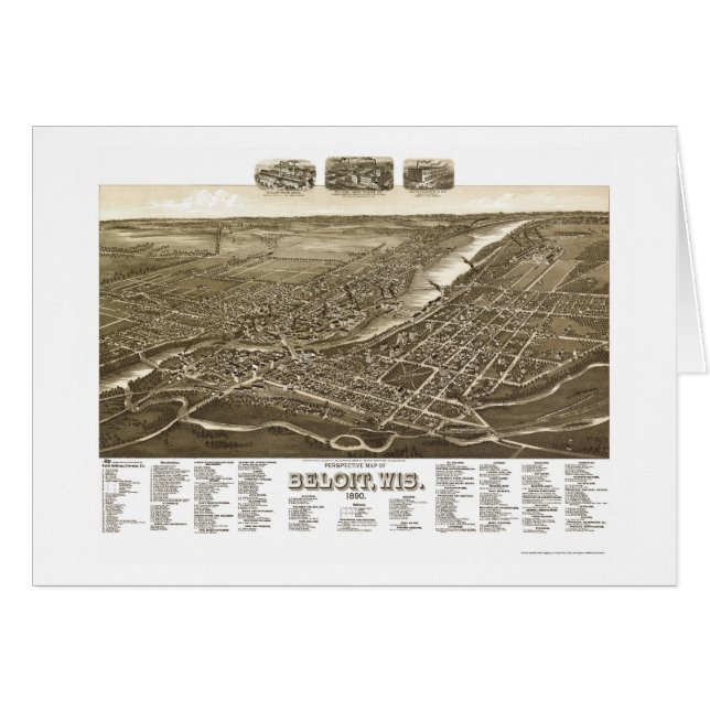 Beloit, carte panoramique de WI - 1890 (Devant horizontal)