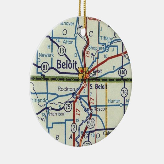 Beloit WI  Map Keramisch Ornament (Rechts)
