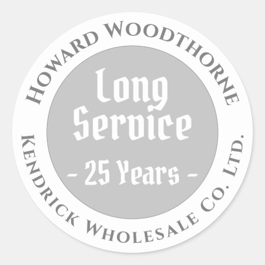 Beloning en langdurige servicewaardering ronde sticker (Voorkant)