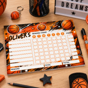 Beloningsgrafiek Basketbal Gepersonaliseerde Grafi Notitieblok