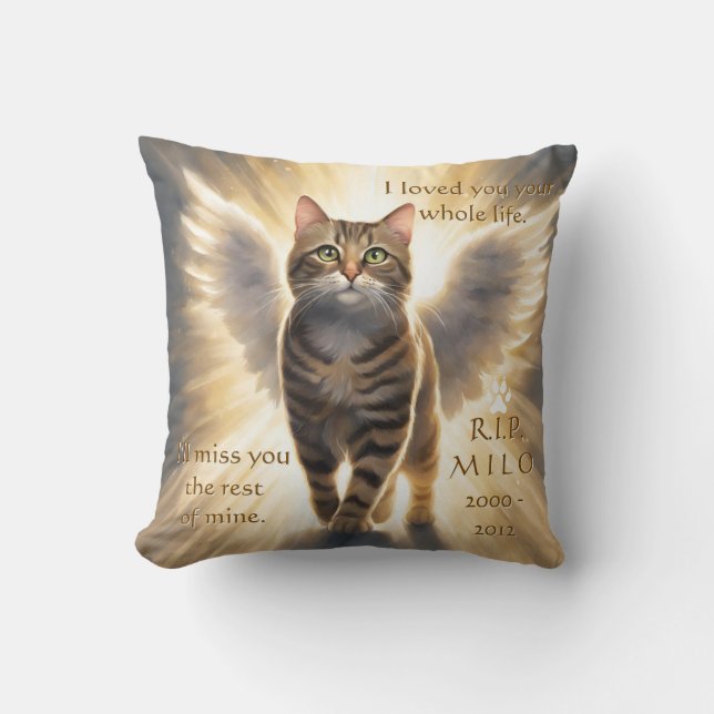 Beloved Cat Pet Sympathy Memorial Throw Pillow Kussen (Voorkant)