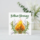 Beltane Blessings Floral Fire Wiccan Feestdagenkaart (Staand voorkant)
