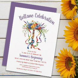 Beltane Maypole Summer Floral Sabbat Party Kaart