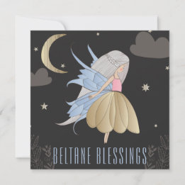 Beltane Night Fairy en Sky Wiccan Sabbat Feestdagenkaart