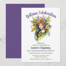 Beltane Summer Fairy Floral Sabbat Party Kaart