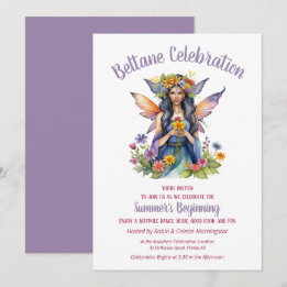 Beltane Summer Fairy Floral Sabbat Party Kaart