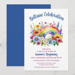 Beltane Summer Floral Rainbow Sabbat Party Kaart