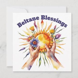 Beltane Summer Floral Sun Sabbat Blessings Feestdagenkaart