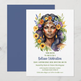 Beltane Summer Goddess Floral Sabbat Party Kaart