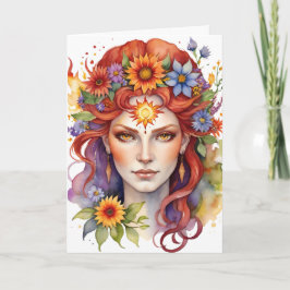 Beltane Summer Goddess Floral Wicca Sabbat  Feestdagen Kaart