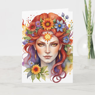 Beltane Summer Goddess Floral Wicca Sabbat Feestdagen Kaart