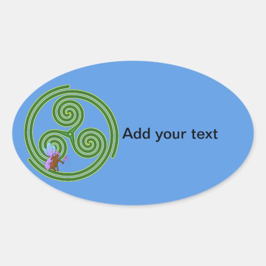 Beltane Triskele met Fairy Ovale Sticker (Voorkant)