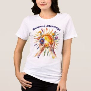 Beltane Zomer Bloem Zon Sabbat Zegeningen Tri-Blend Shirt