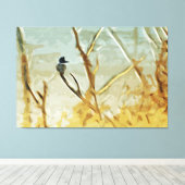 Belted Kingfisher bij Rivers Edge Abstract Canvas Afdruk (Insitu (Houten vloer))